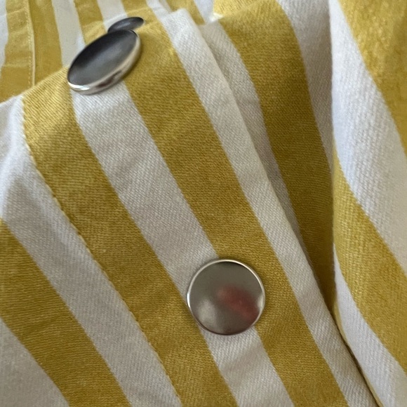 Y2K 90’s Forever 21 mustard and white striped button front midi dress size small - Picture 4 of 7